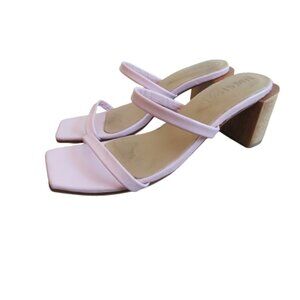 JAMES SMITH Sirenuse Strappy Leather Sandals Wood Block Heel Pastel Pink